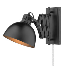 Golden 3824-A1W BLK-BLK - Wry Lighting Hawthorn 1-light Swing Arm Wall Lamp in Matte Black